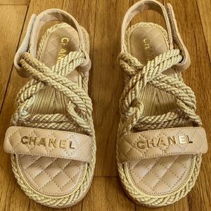 CHANEL DAD CORD “ROPE” NEW Sandals, Beige, 38